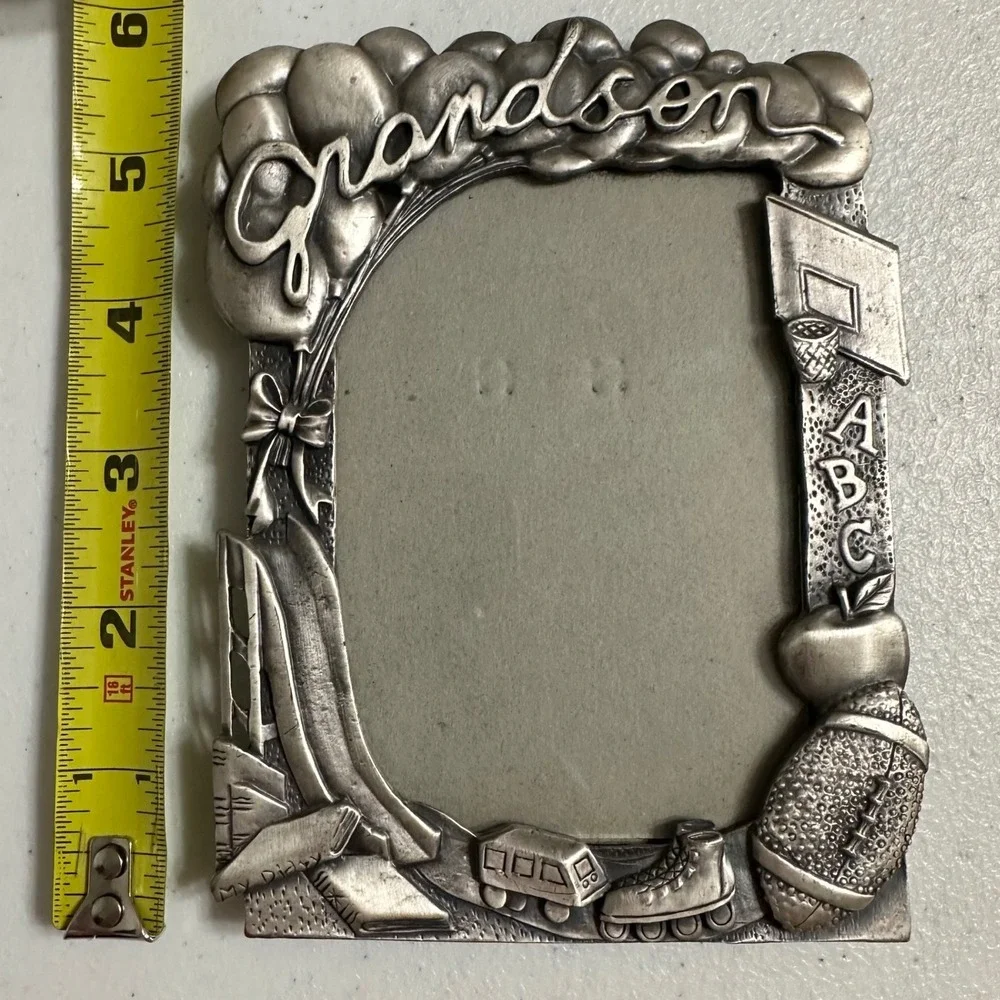 Perfect Grandson Embossed Sports & Toys Metal Picture Frame Pewter Finish 3x2.5